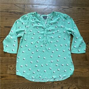 Van Heusen Mint Green Polka Dot Women's Top, Large